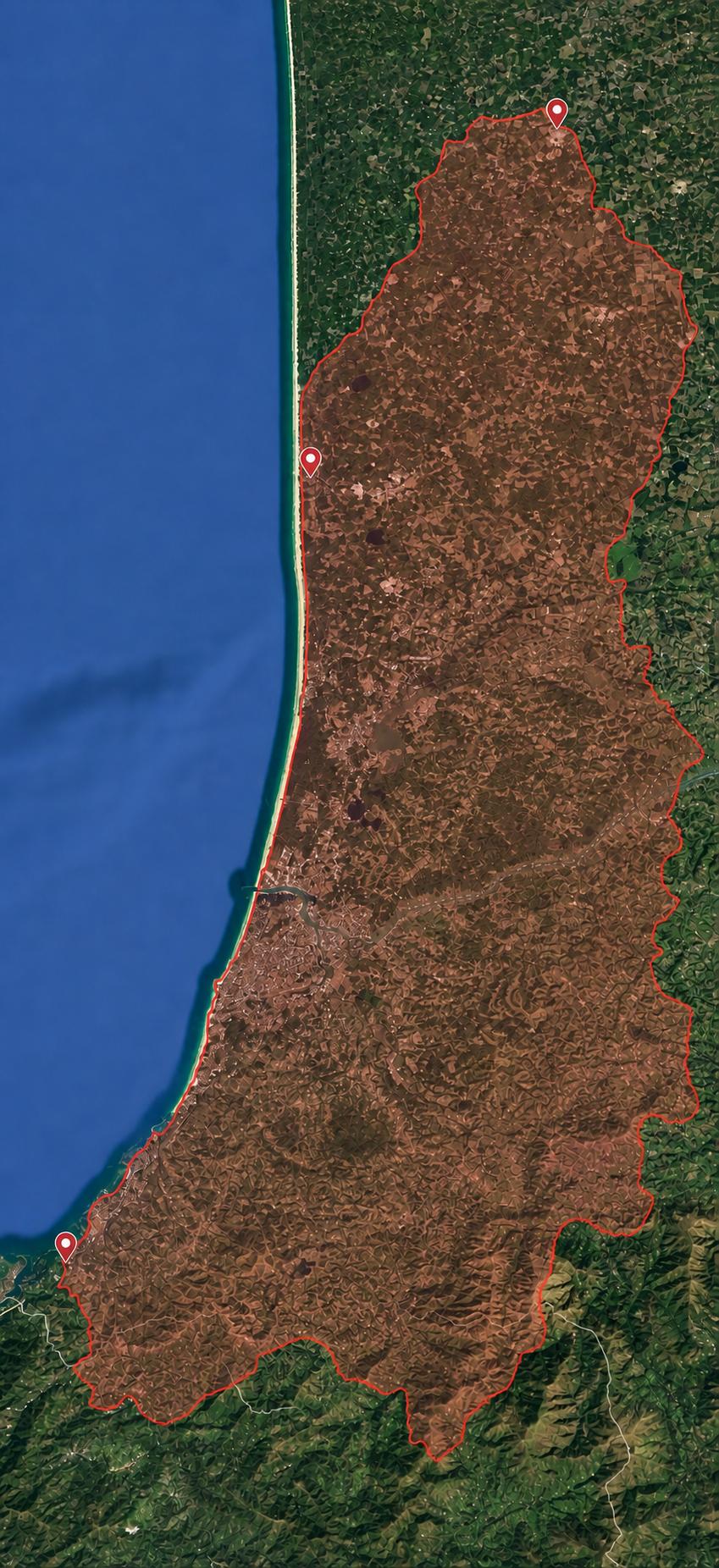 Carte de la zone d'intervention ProRamonage 64 — Pays Basque et Sud des Landes, de Hendaye à Dax