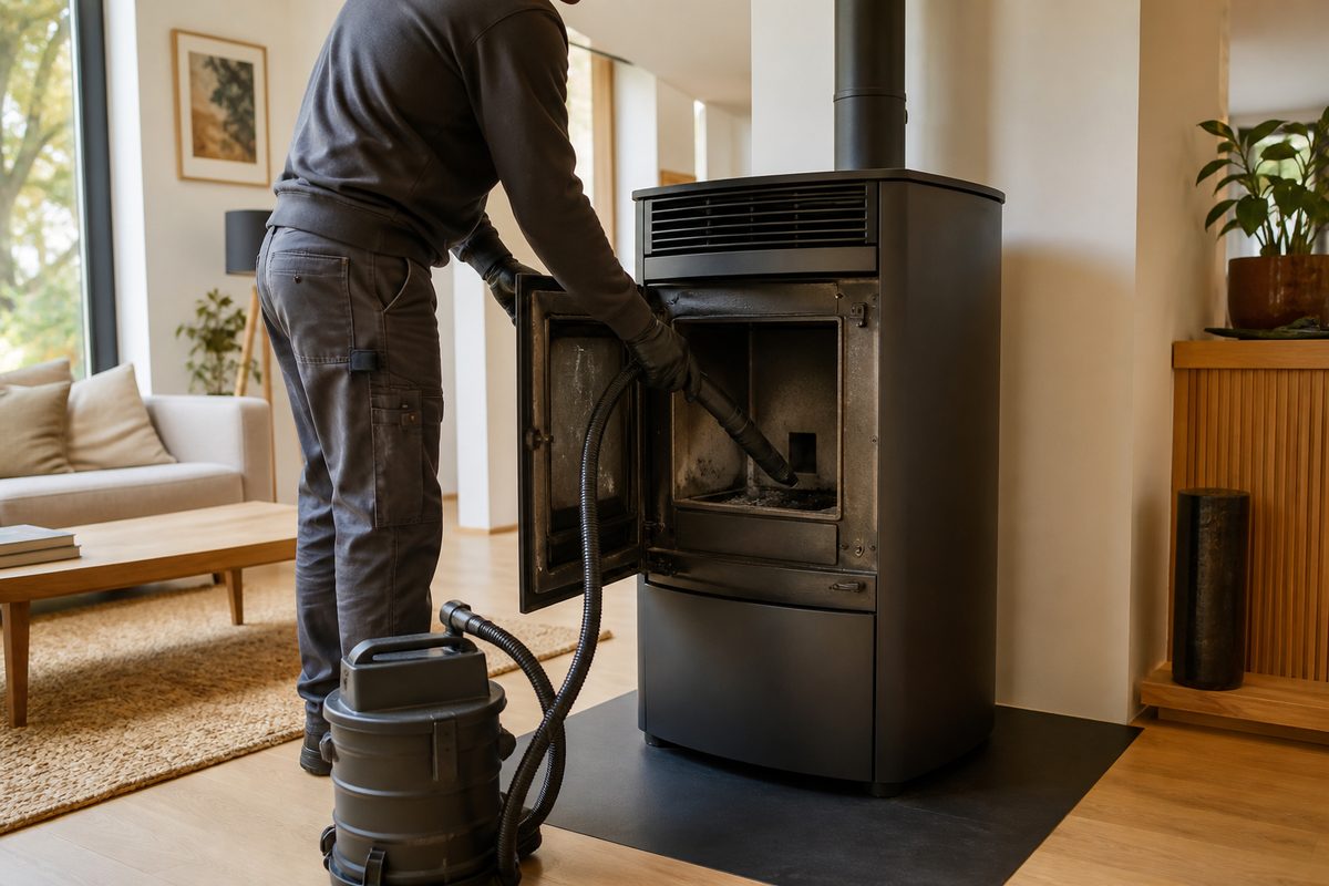 Entretien professionnel d'un appareil de chauffage lors d'un ramonage